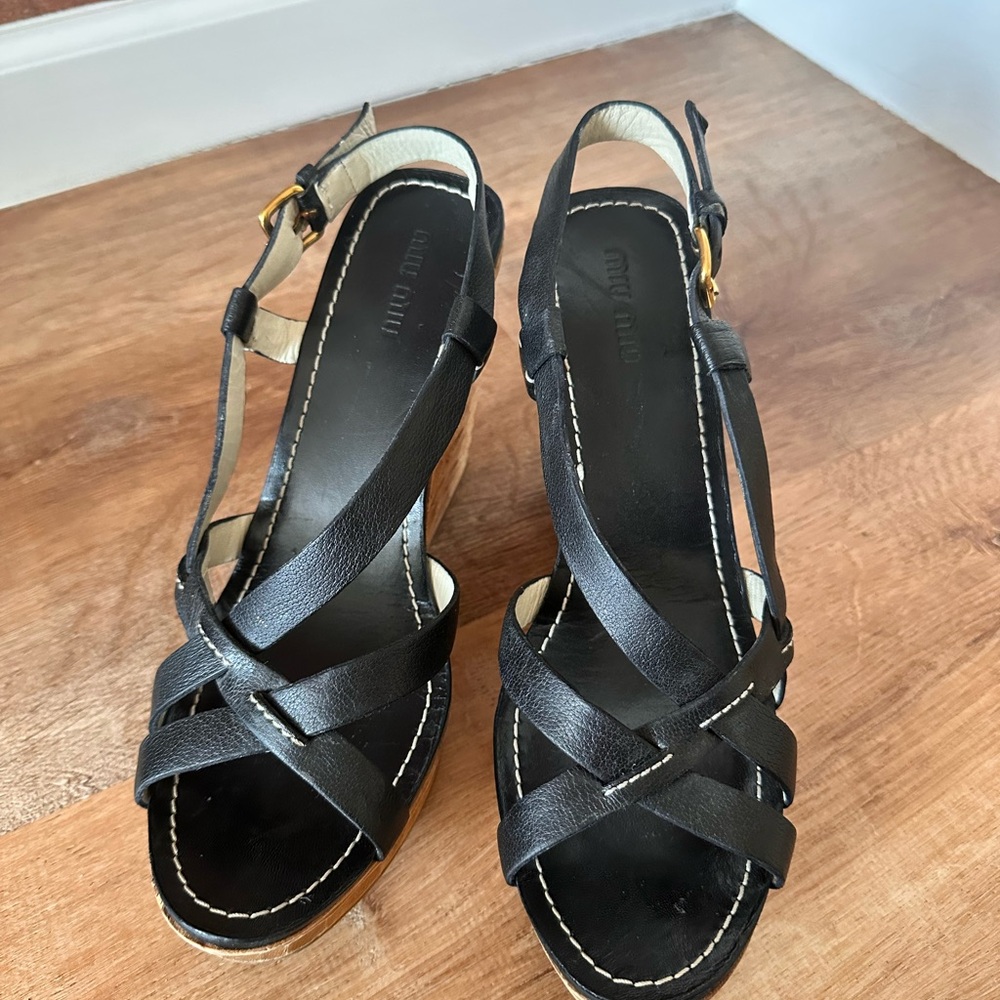 Miu miu Black Strappy Sandals